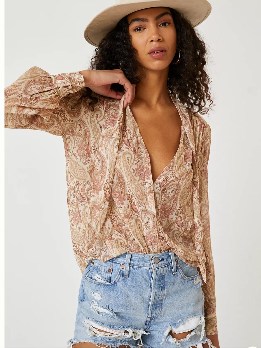 Paige Cleobelle Printed Femme Blouse silk